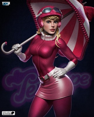 Penelope Pitstop, Wacky Races, sexy Pin Up, Figur, 3D Druck, UNBEMALT