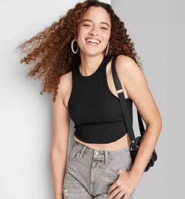 Wild Fable Women's Sleeveless Ribbed Fitted Casual Crop Tank Top - new with tags