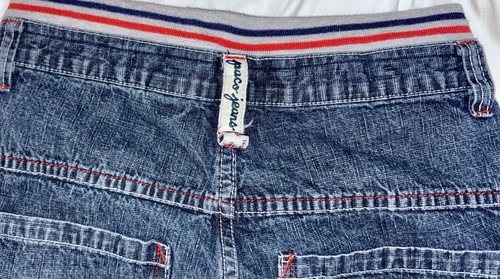 Paco Vintage Jeans Boys Youth Size 18 Baggy Skater Pants Blue Red Side Piping - Picture 2 of 7