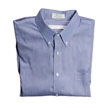 Geoffrey Beene Pinpoint Oxford 16.5 32/33 Wrinkle Free Blue Button Down