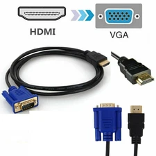 1.8M 6FT HDMI Male to VGA Video Converter Adapter Cable Cord PC DVD 1080P HDTV