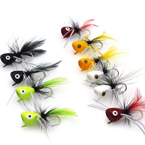 10 Pcs Fly Fishing Poppers Fishing Lures for Fly Fishing Bass Panfish Bluegill