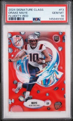 2024 TOPPS SIGNATURE CLASS FLUIDITY RED #F3 DRAKE MAYE 10/25 PSA 10