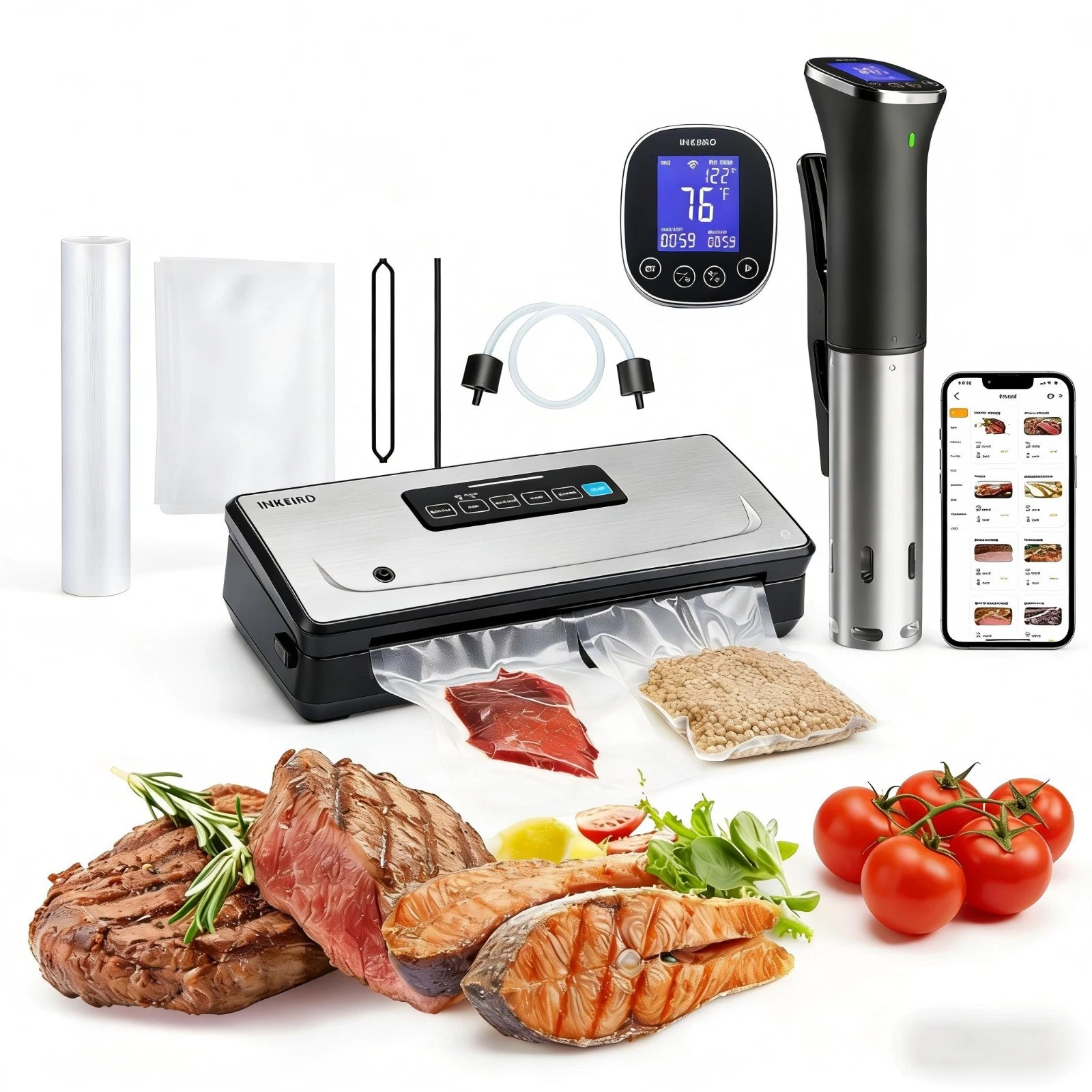 INKBIRD Vacuum Sealer Machine Sous Vide Slow Cooke Food Seal Bags Preservation
Opens in a new window