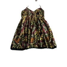 Women’s Brown Ethnic Sleeveless Dress with Beaded Neck Straps Plus Size UK 18 46