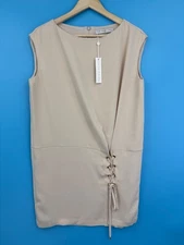 Trina Turk Pacifica Shift Boatneck Lace Up Dress Ecru Cream Size 2 NEW