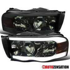 Fit 2002-2005 Dodge Ram 1500 2500 3500 Smoke Led Bar Headlights Lamps Leftright