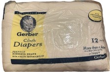 Vintage Gerber Cloth Diapers 12 Pack Prefold Birdseye Weave Cotton New
