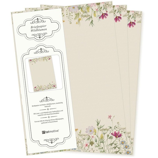 Wildblumen Briefpapier Blumen Natur 100 Blatt Din A4 Beidseitig Vintage-image