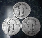 lot of 3 Silver Type 1  1917 Standing Liberty Quarters no stars under Eagle