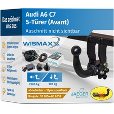 ANHÄNGERKUPPLUNG abnehmbar für Audi A6 4G Avant 14-18 +13pol ESatz spezifisch