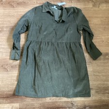 Nine West Dress w/Pockets Soft Pinwale Corduroy Olive Green Size XL NWT