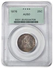 1876 P PCGS AU50 OGH - Toned Silver Seated Quarter 25C US Coin #63097A