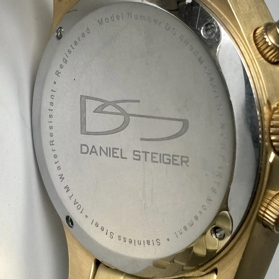 Reloj Daniel Steiger Alphagraph oro francés para hombre cronógrafo día fecha DS 8098 Foto 4 de 4