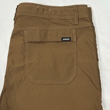Prana Men Slim Fit Brown Hiking Belt Stretch Cargo Roll Snap Up Pants Size 38X30