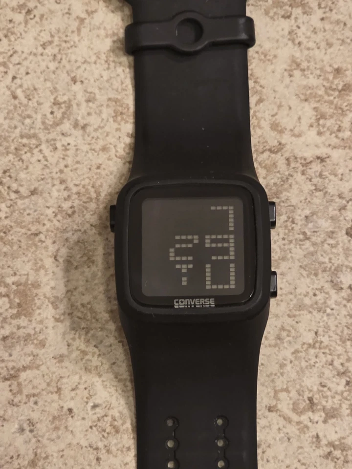 Converse Digital Watch Men's Black VR-002-K12 Silicone ** WORKING ** - Image 4 of 4