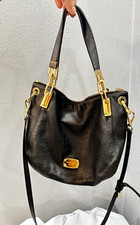 Michael Kors Black Pebbled Shoulder Bag Gold ...