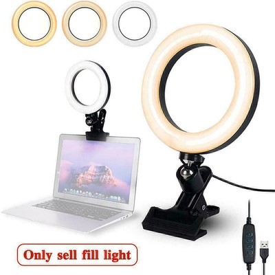 Portable Selfie Ring Light LED USB Clip Fill Lamp For Mobile Camera Laptop