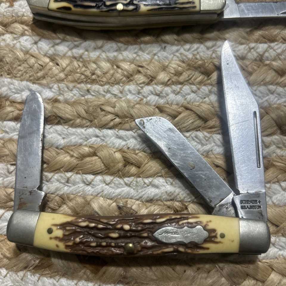 LOTE DE 4 CUCHILLOS MIXTOS VINTAGE 2 Tío Henry 1 Callimus y 1 Estuche XX EE. UU. 3318 CV Foto 2 de 4