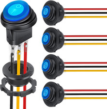Nilight 5PCS Waterproof round Rocker Switch W/Wiring Harness Switches Holder 12V