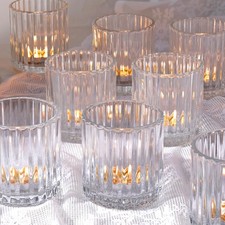 Glass Large Votive Candle Holder Set of 8, Tea Lights Holders Clear