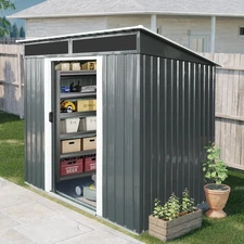6x5 ft Metal Storage Shed Outdoor Tool House with Lockable Doors for Garden Lawn