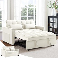 55" Modern Velvet Convertible Sleeper Sofa Bed Loveseat Couch Pull-Out Bed Sofa