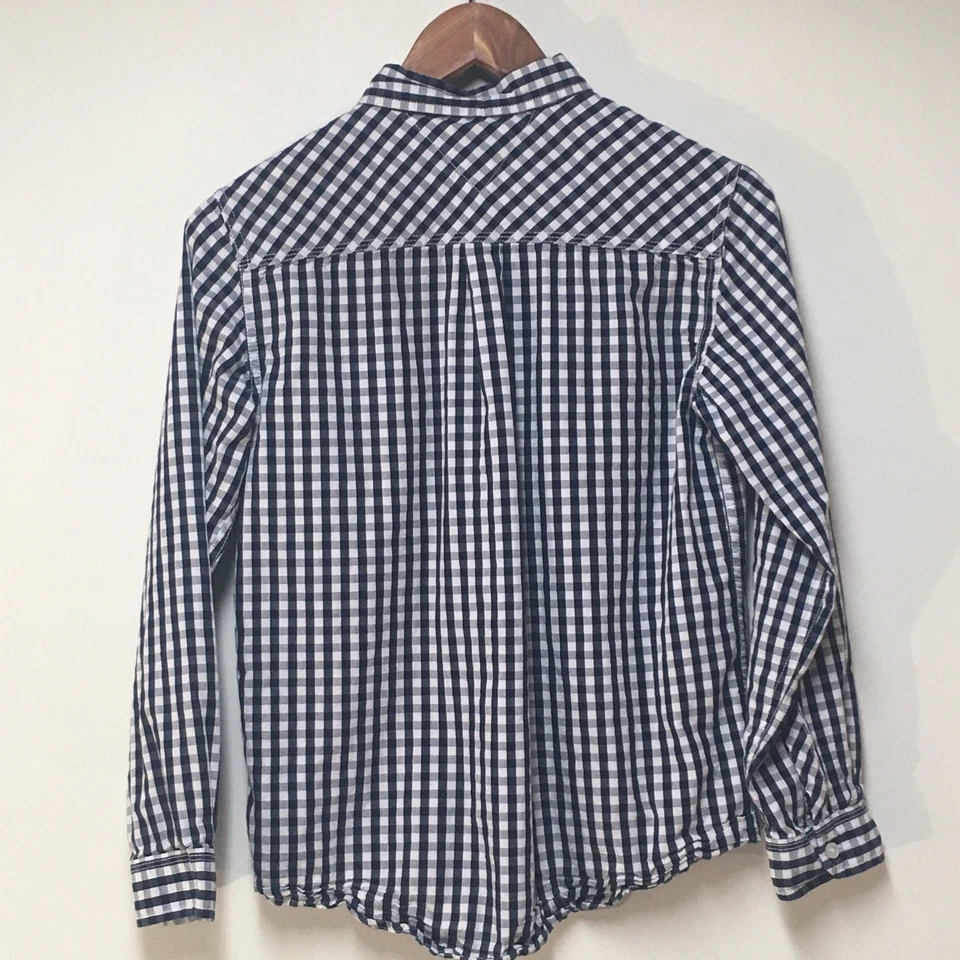 Camisa Tommy Hilfiger Niños L 16 Azul Guinga Abotonada Tejida Manga Larga Algodón Foto 3 de 4