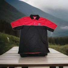 Warn Industries Logo Red Black Lightweight Polo Shirt Mens Medium