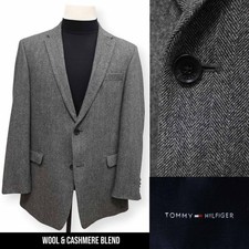 TOMMY HILFIGER mens gray HERRINGBONE sport coat suit jacket blazer 42 L