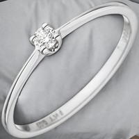 Damen Ring 585 Gold WeißGold 1 Diamant Brillant 0,07Ct. WeißGoldring