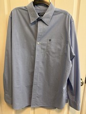 Chaps Mens Stretch Easy Care XL Button Down Blue Dress Shirt