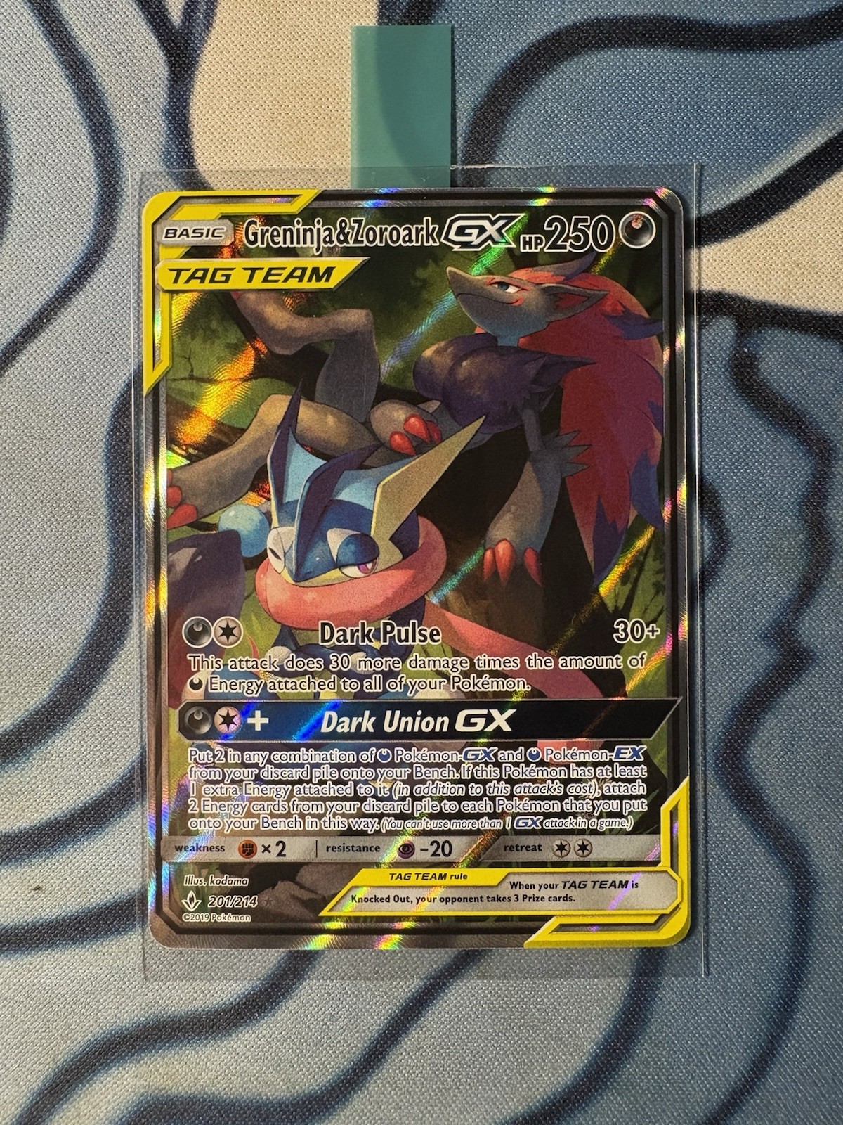 Greninja & Zoroark GX 201/214 (Alternate Full Art) SM Unbroken Bonds Holo NM