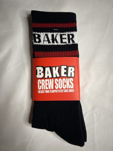 2 Pack Baker Skateboards Crew Socks Black And White Strip - Bild 3 von 3