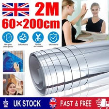 2 Roll 200 x 60cm Mirror Wall Sticker Roll Self Adhesive Stick Room Film Decor