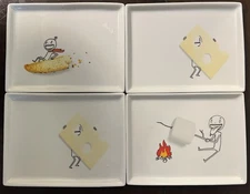 4 Crate & Barrel CB2 Oliver Appetizer Snack Plates - 6.5” x 5”