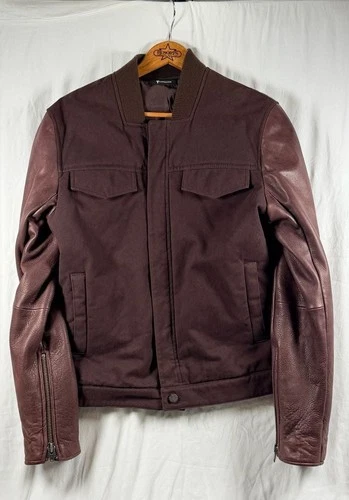 T by Alexander Wang Brown Bomber Jacket with Lambskin Leather Sleeves - product listing photo