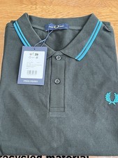 Image of Men’s Nigh Green Short Sleeve Fred Perry Polo Shirt Twin Tipped Size Large New