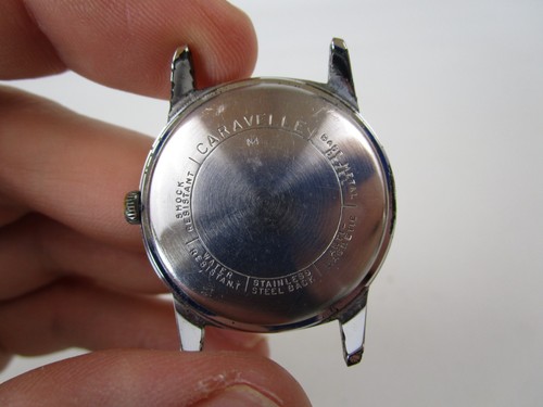 Vtg Caravelle N4 Black Dial Water Resistant Mechanical Mens Watch Parts Repair - Picture 5 of 12