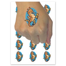 Seahorse Father with Babies Fish Animal Temporary Tattoo Fake Body Art