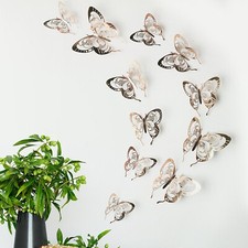 12 pcs 3d Light Gold New Model butterfly wall decor, party, wedding, diy