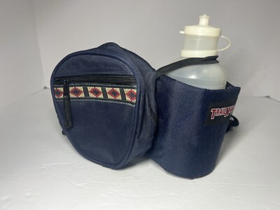 Vintage TRAILMAKER Fanny Pack Waist Bag Black Adjustable Strap w/Drink Carrier