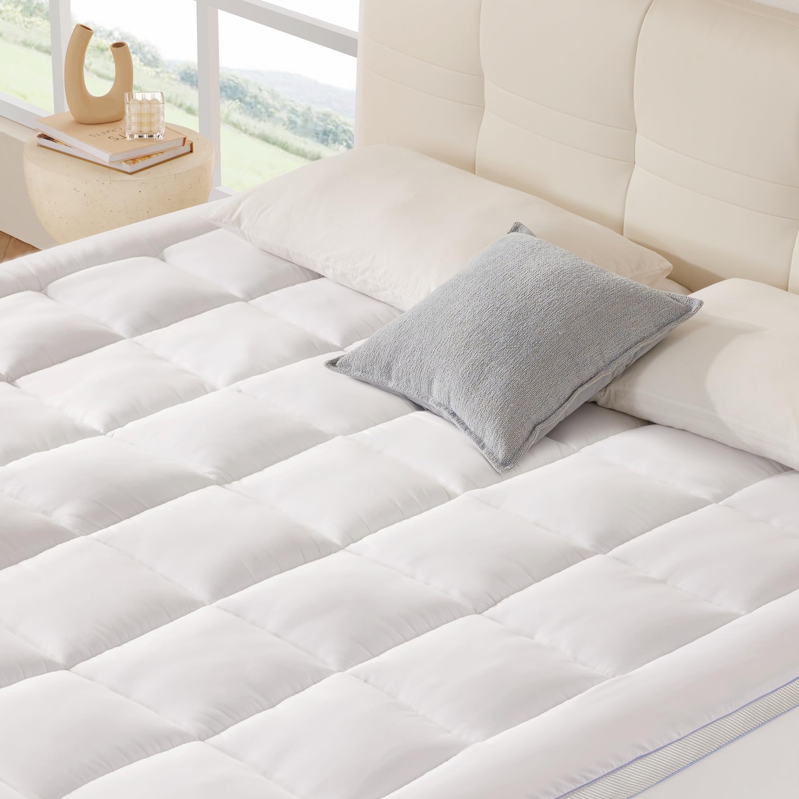Queen Mattress Topper, 1000GSM Extra Thick Pillow Top Mattress Pad Cover for ...