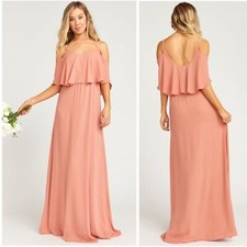 Show Me Your Mumu Caitlin Ruffle Maxi Dress Rustic Mauve Bridesmaid Party Size S
