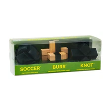 New - AreYouGame.com Brainteaser 3-Pack (Knot/Burr/Soccer) - Ages 8+