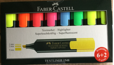 FABER CASTELL PACK OF HIGHLIGHTERS IN VARIOUS COLORS, TEXTLINER