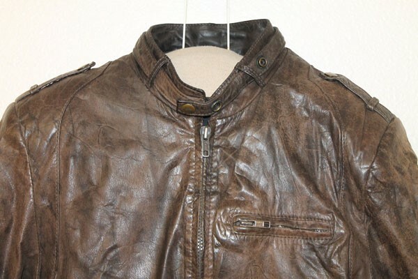 MENS WILSONS VINTAGE CEDAR BROWN LEATHER REMOVABLE LINER CAFE RACER JACKET SZ 42 image 2
