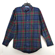 IZOD Shirt Mens Size S Blue Plaid Casual Long Sleeve Button Up Flannel