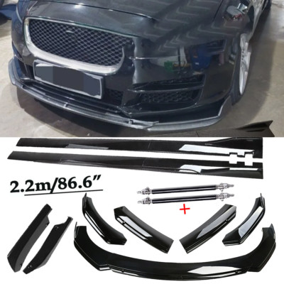 Front Bumper Spoiler Body Kit /Side Skirt/Strut Glossy Black For Jaguar XE XJ X
