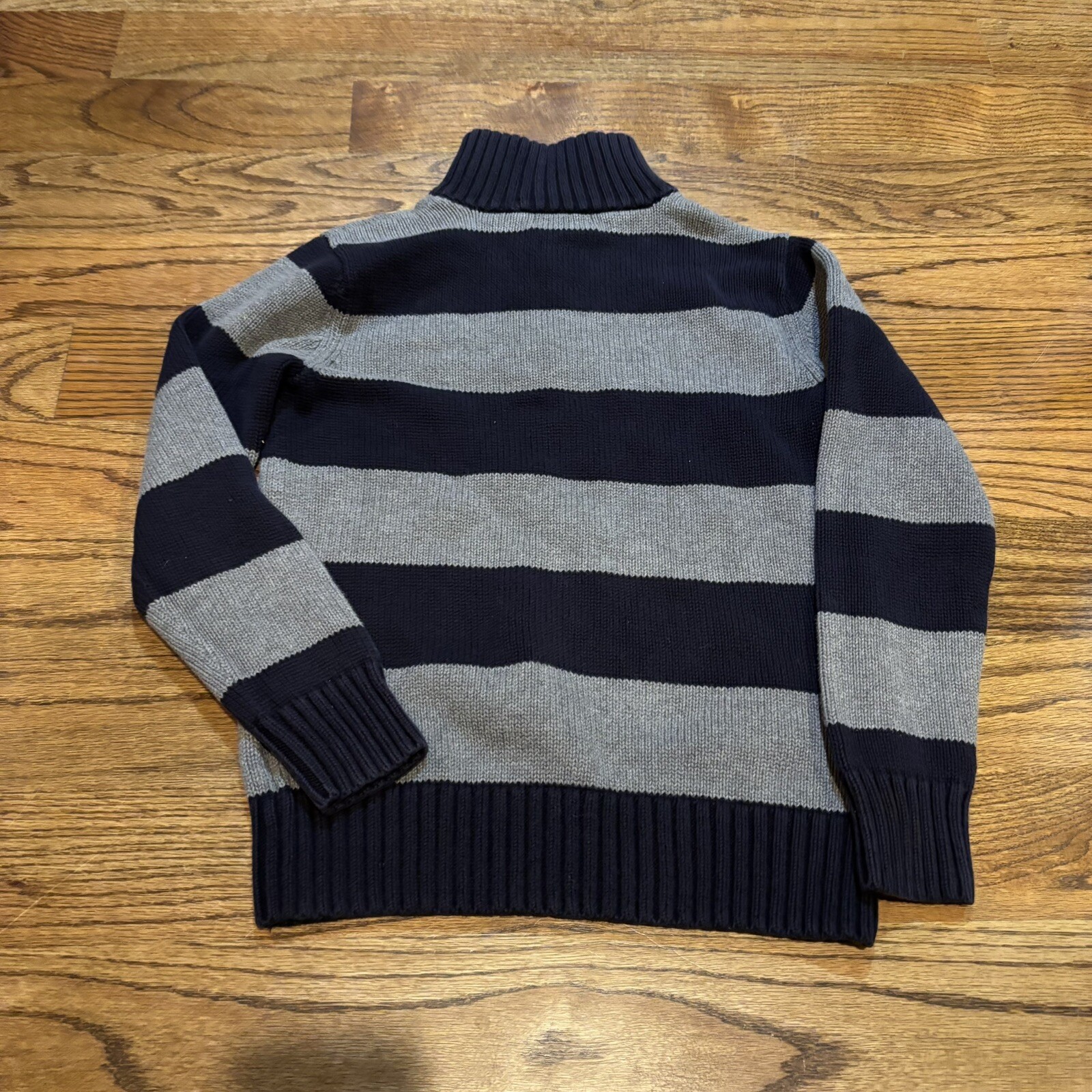 Polo Ralph Lauren maglione ragazzo blu medio grigio a righe pony 1 4 zip giovane